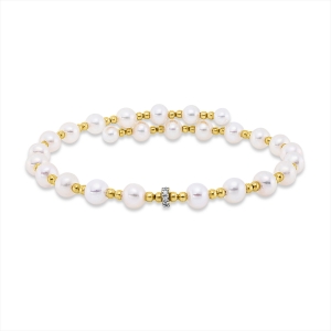 Armreif  18kt Gelbgold Fassung rhodiniert mit 0,05ct Diamanten
