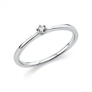 Solitaire Ring 6er-Krappe 950PL Platin mit 0,05ct Diamanten