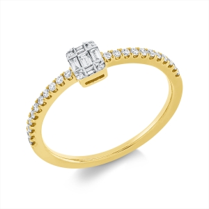 Ring 18 kt GG, Fassung rhodiniert