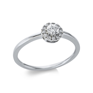 Ring 4er-Krappe 18 kt RG, Fassung rhodiniert