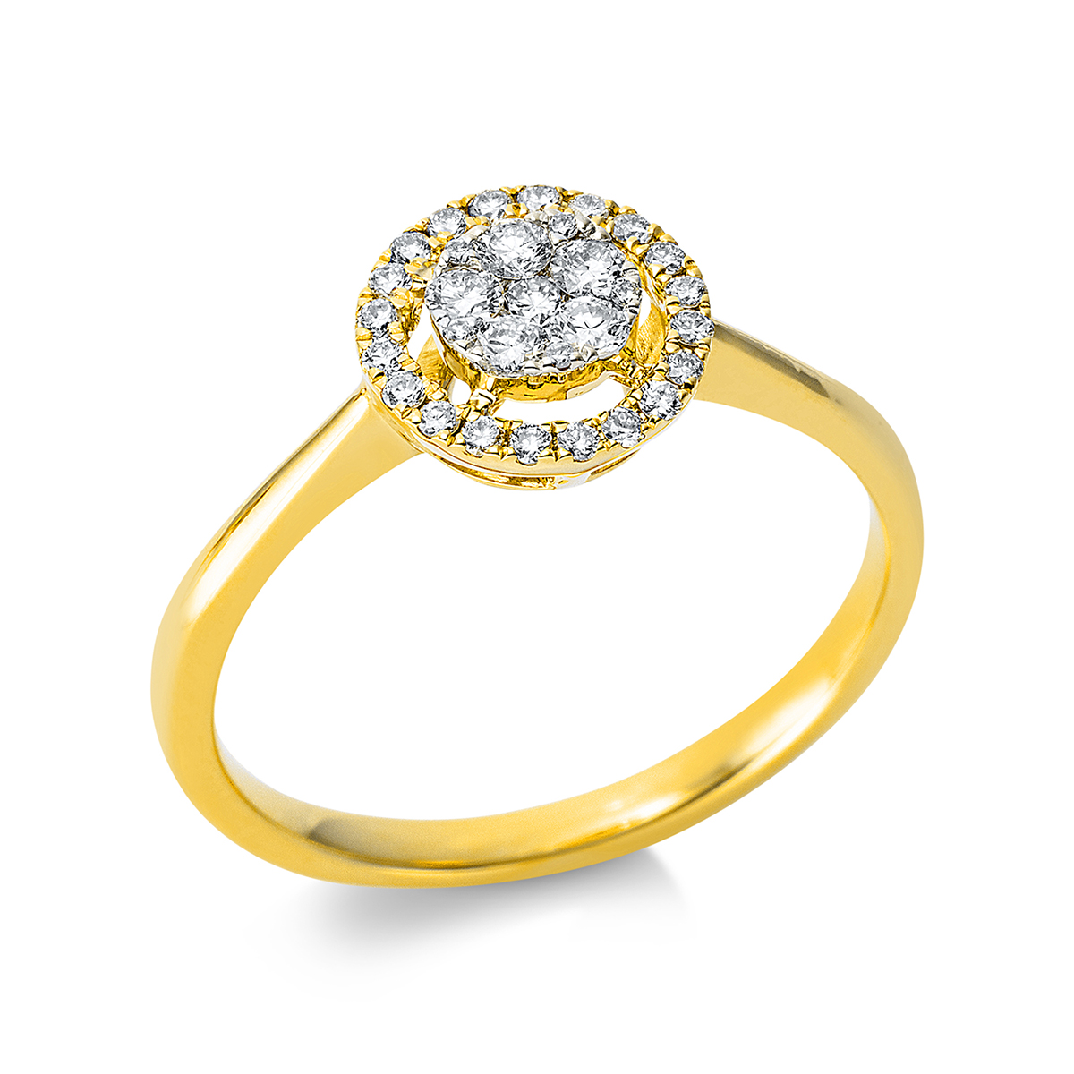 Ring 18 kt GG, Fassung rhodiniert