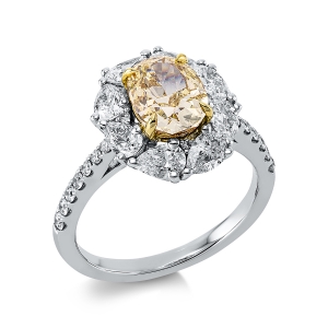 Ring 4er-Krappe 18kt Weißgold / Gelbgold GIA5196052867 mit 3,12ct Diamanten