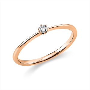 Solitaire Ring 6er-Krappe 14kt Rotgold mit 0,05ct Diamanten