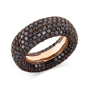 Pavé Ring  18kt Rotgold Fassung schwarz rhodiniert mit 8,67ct Diamanten