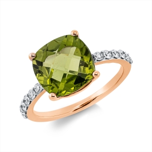 Ring 4er-Krappe 18 kt GG, Fassung rhodiniert