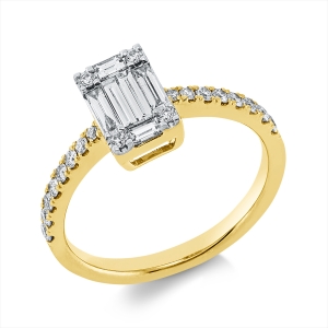 Ring 18 kt GG, Fassung rhodiniert