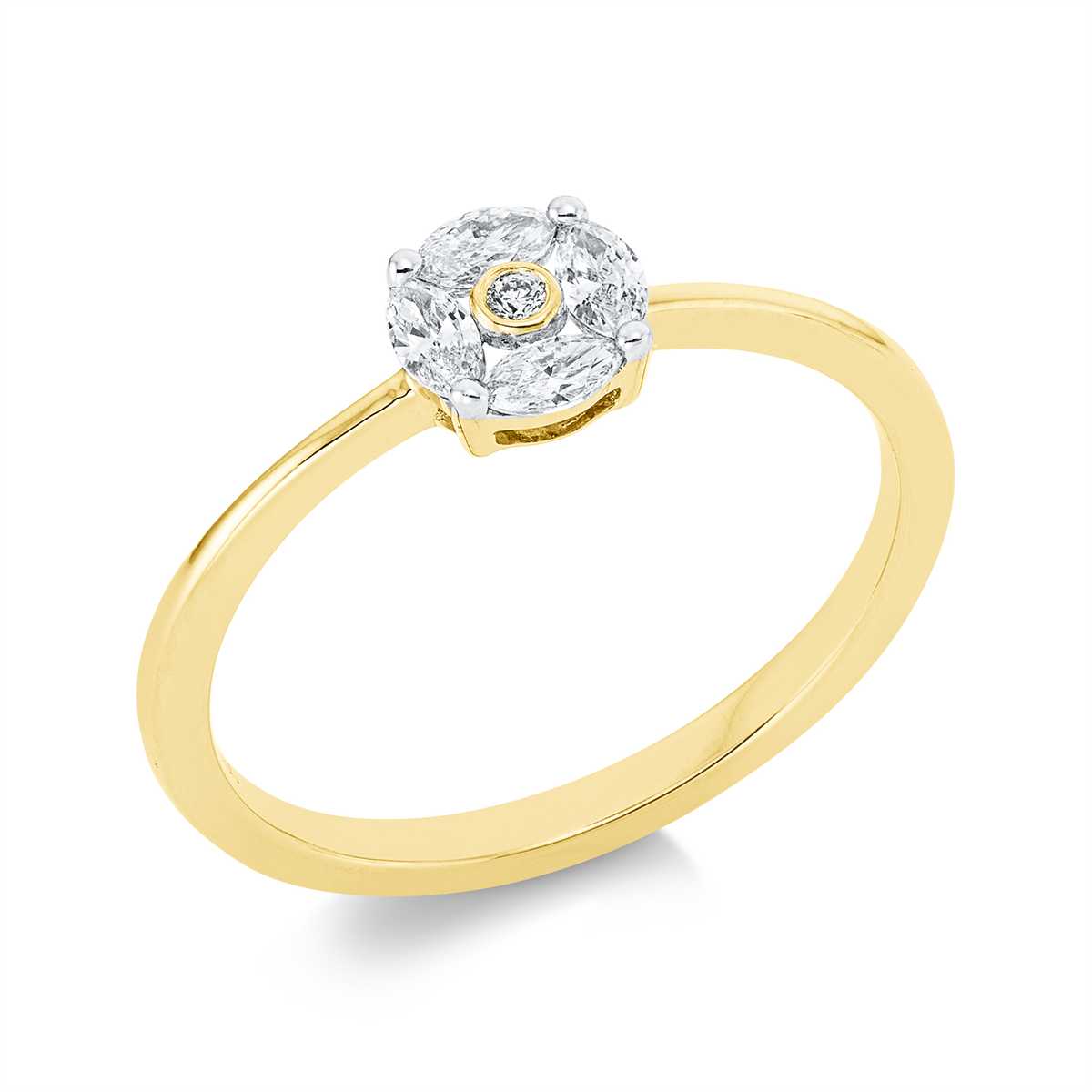 Ring 18 kt GG, Fassung rhodiniert
