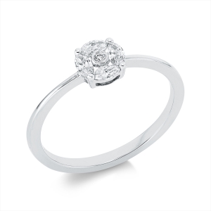 Ring 18 kt GG, Fassung rhodiniert