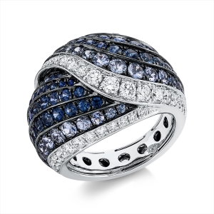 Ring 18 kt WG, Fassung teils schwarz rhodinie