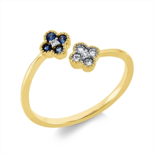 Ring 18 kt GG, Fassung rhodiniert