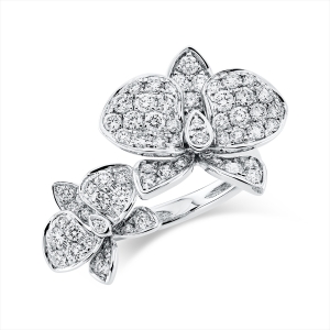 Ring  18kt Weißgold  Blume/Blumen mit 1,03ct Diamanten