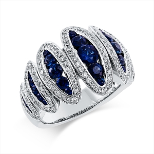 Ring 18 kt WG, Fassung teils schwarz rhodinie