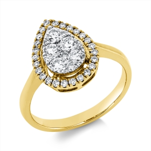 Ring 18 kt GG Tropfen, Fassung rhodiniert