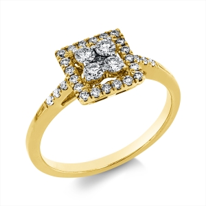 Ring 18 kt GG, Fassung rhodiniert