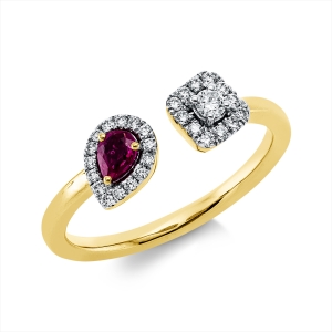 Ring 18 kt GG, Fassung rhodiniert