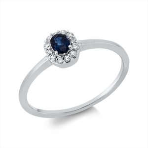 Ring 18 kt GG, Fassung rhodiniert