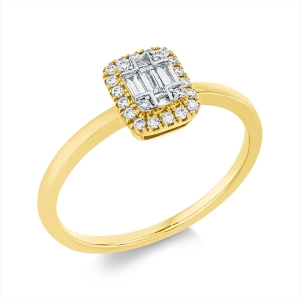 Ring 18 kt GG, Fassung rhodiniert