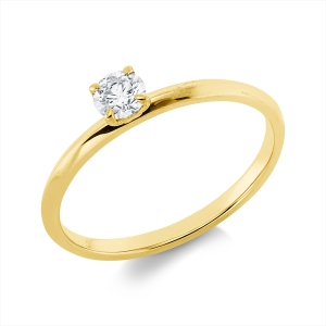 Solitaire Ring 4er-Krappe 18kt Gelbgold mit 0,22ct Diamanten