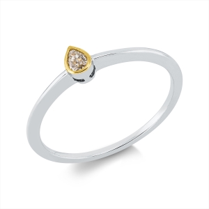Solitaire Ring  18kt Weißgold / Gelbgold mit 0,08ct Diamanten