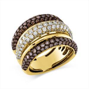 Pavé Ring  18kt Gelbgold Fassung schwarz rhodiniert mit 3,15ct Diamanten