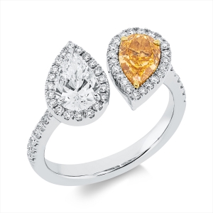 Ring 18 kt WG+GG, GIA 2pcs