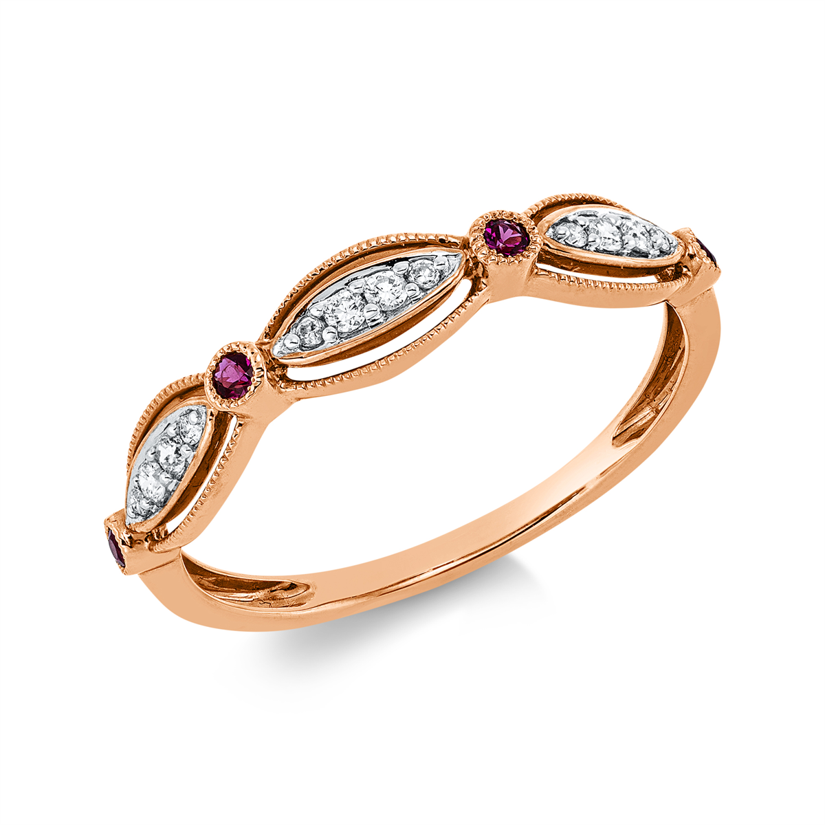 Ring 18 kt RG, Fassung rhodiniert