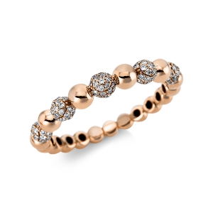 Pavé Ring  18kt Rotgold  Kugel mit 0,35ct Diamanten