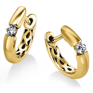 Solitaire Creolen  14kt Gelbgold mit 0,10ct Diamanten