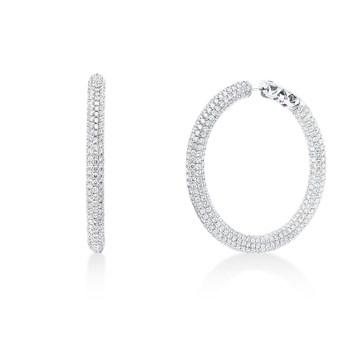 Pavé Creolen  18kt Weißgold mit 13,52ct Diamanten