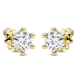 Solitaire Ohrstecker 6er-Krappe 18kt Gelbgold mit 0,53ct Diamanten