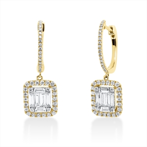Ohrschmuck 18 kt GG, Fassung rhodiniert