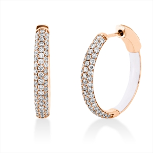 Pavé Creolen  18kt Rotgold mit Farbstein