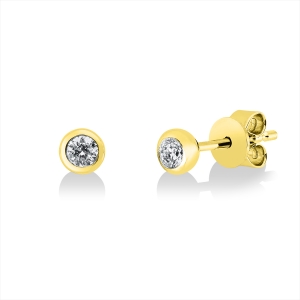 Solitaire Ohrstecker Zarge 18kt Gelbgold mit 0,16ct Diamanten