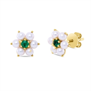 Ohrstecker  14kt Gelbgold mit Farbstein