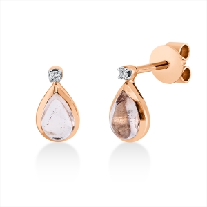 Ohrstecker Zarge 18 kt RG Tropfen, Fassung rhodiniert