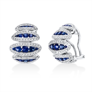 Ohrschmuck 18 kt WG, Fassung teils schwarz rhodinie