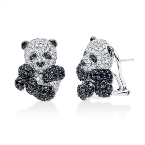 Ohrschmuck 18 kt WG pandan, Fassung teils schwarz rhodinie