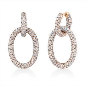 Pavé Ohrschmuck  18kt Rotgold mit 6,70ct Diamanten