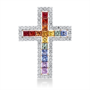 Anhänger 18 kt WG+RG Kreuz