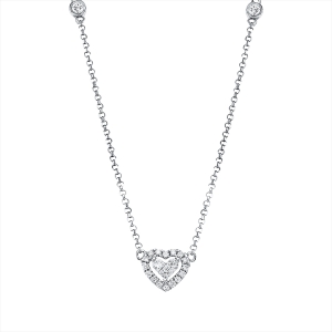 Collier 18 kt WG Herz, mit ZÖ 38.1 cm + 40.6 cm