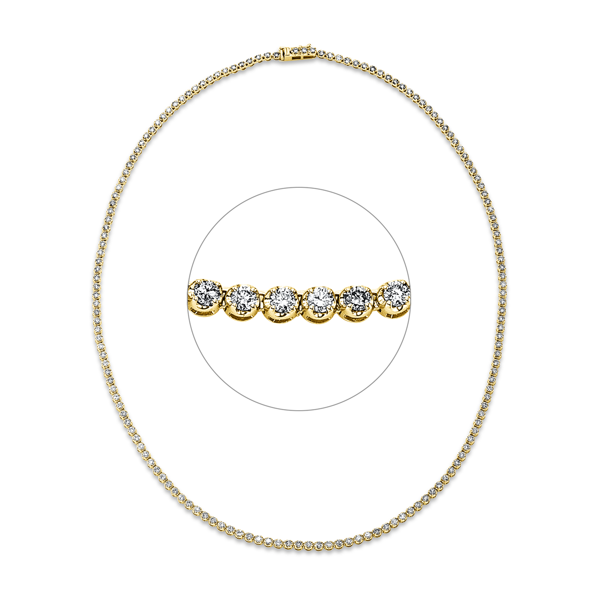 Tenniscollier  18kt Gelbgold mit 4,71ct Diamanten
