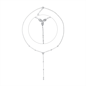 Collier 18 kt WG, mit ZÖ 45.7 cm + 48.3 cm