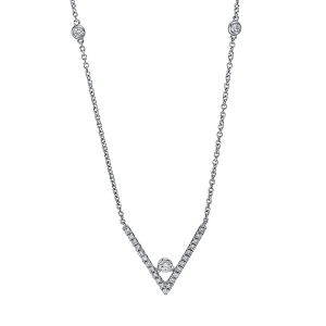 Collier 18 kt WG, mit ZÖ 40 cm + 43 cm