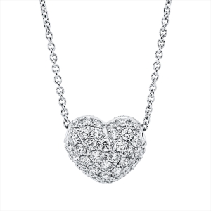 Pavé Collier  18kt Weißgold mit ZÖ 36 cm + 38,5 cm Herz mit 0,66ct Diamanten