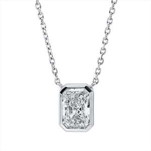 Solitaire Collier Zarge 18kt Weißgold mit ZÖ 40 cm + 43 cm IGI 635421583 mit 1,02ct Diamanten