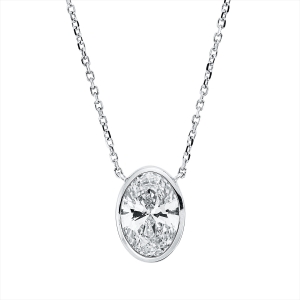 Solitaire Collier Zarge 18kt Weißgold mit ZÖ 40.6 cm + 42 cm IGI 648467262 mit 2,00ct Diamanten