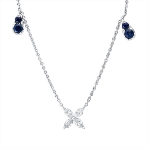 Collier 18 kt WG, mit ZÖ 40 cm + 43 cm