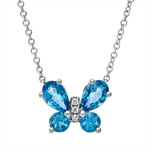 Collier 14 kt WG Schmetterling, mit ZÖ 40 cm + 43 cm