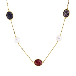 Collier  18kt Gelbgold mit Farbstein