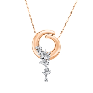 Collier 18 kt RG+WG, mit ZÖ 40,6 cm